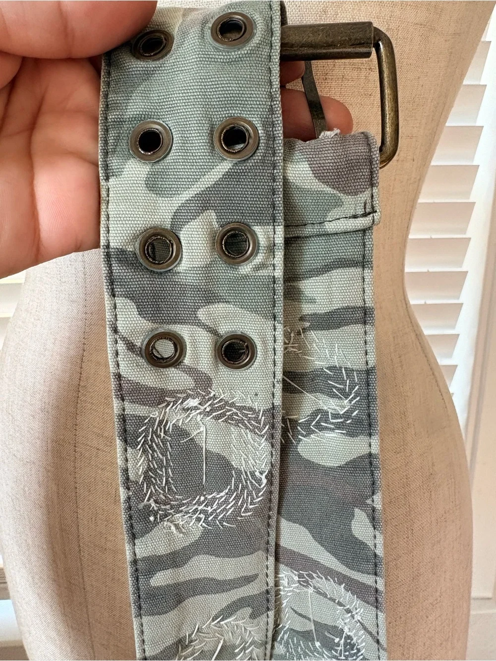 VTG Y2K Camo Beaded Gems Studded Adjustable Buckle Belt Women’s One Size Boho